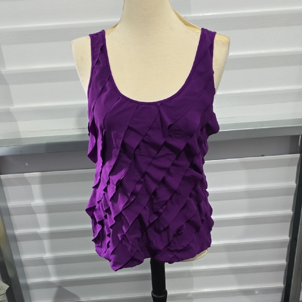Apt. 9 Purple Ruffled‎ Sleeveless Tank Top